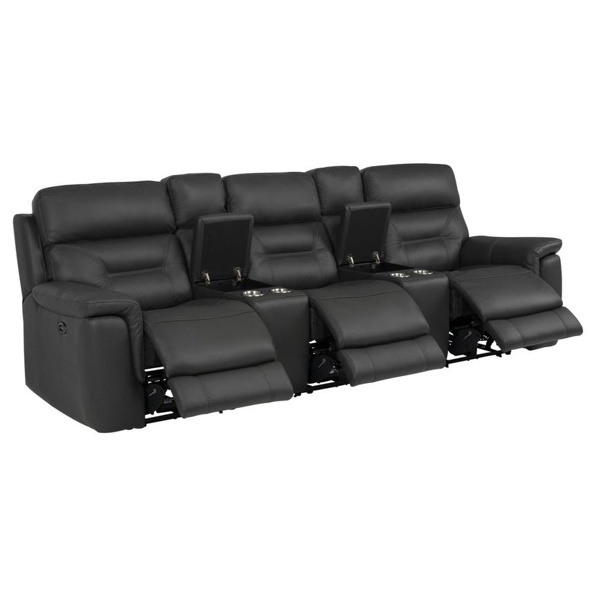 Palmer Dark Gray Home Theater Leather Seating with 5PCS/3PWR alternate image, 3 of 9 images.
