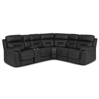 Palmer Dark Gray Leather Power Reclining Sectional with 6PCS/3PWR