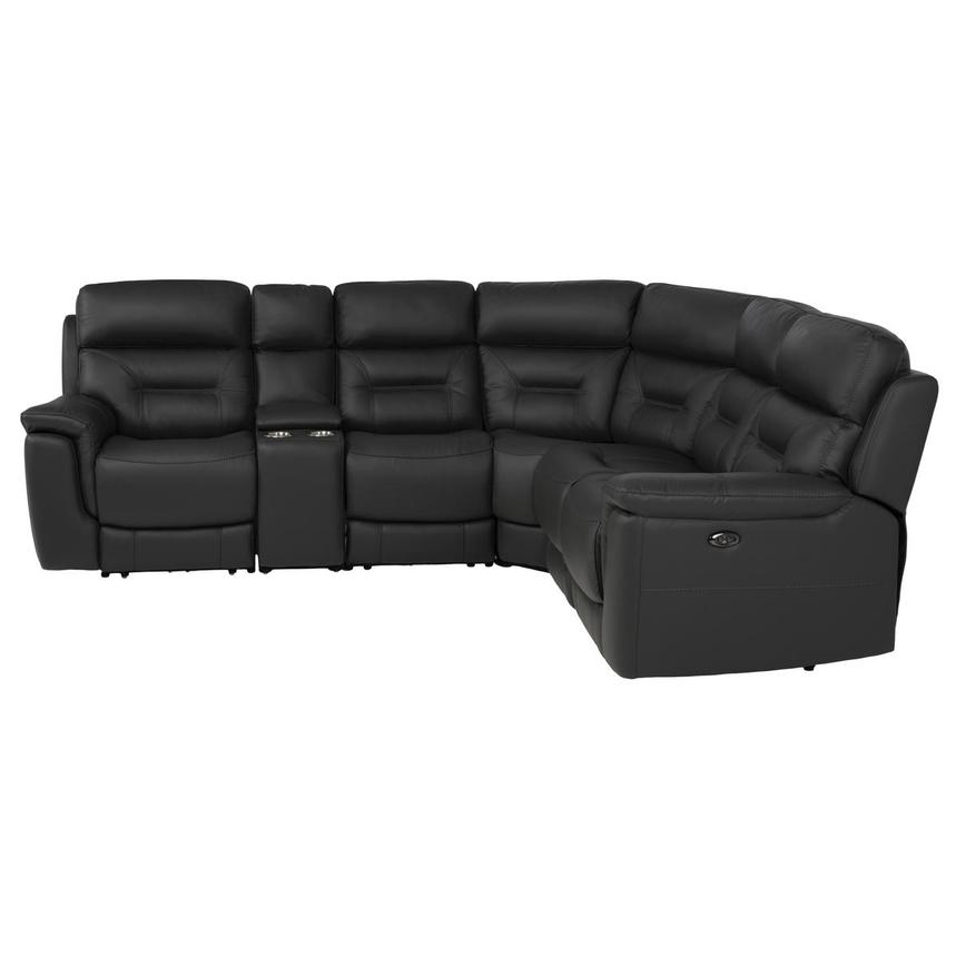 Palmer Dark Gray Leather Power Reclining Sectional with 6PCS/2PWR alternate image, 3 of 11 images.