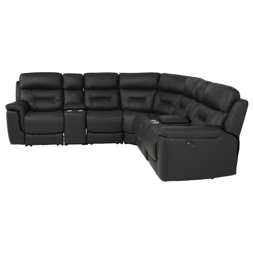 Palmer Dark Gray Leather Power Reclining Sectional with 7PCS/3PWR alternate image, 3 of 11 images.