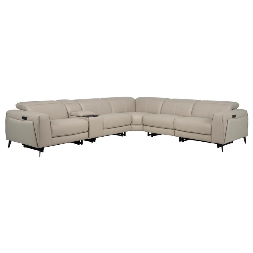 Luke 2.0 Taupe Leather Power Reclining Sectional with 6PCS/2PWR main image, 1 of 11 images.