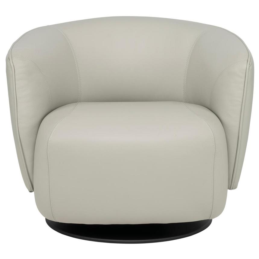 Aurelia Light Gray Leather Swivel Rocker Chair  alternate image, 3 of 10 images.