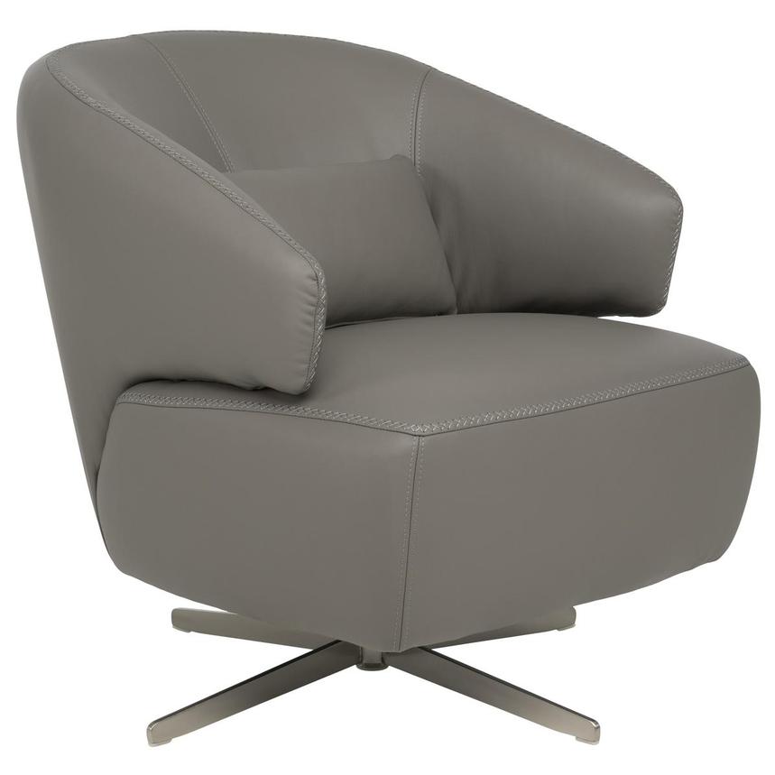 Tivona Gray Leather Swivel Chair  alternate image, 3 of 9 images.