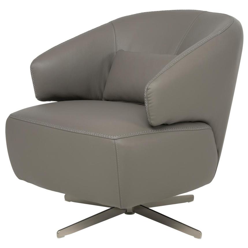 Tivona Gray Leather Swivel Chair main image, 1 of 9 images.