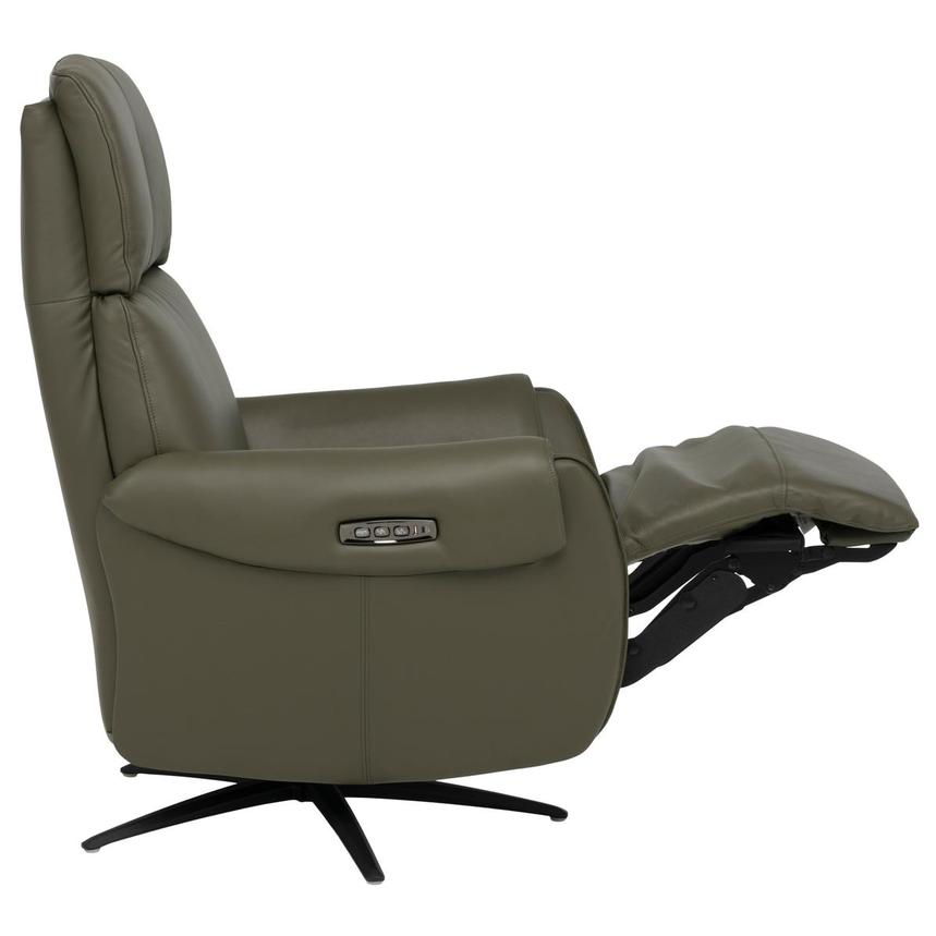 Torrence Green Leather Power Swivel Recliner w/Massage  alternate image, 8 of 16 images.