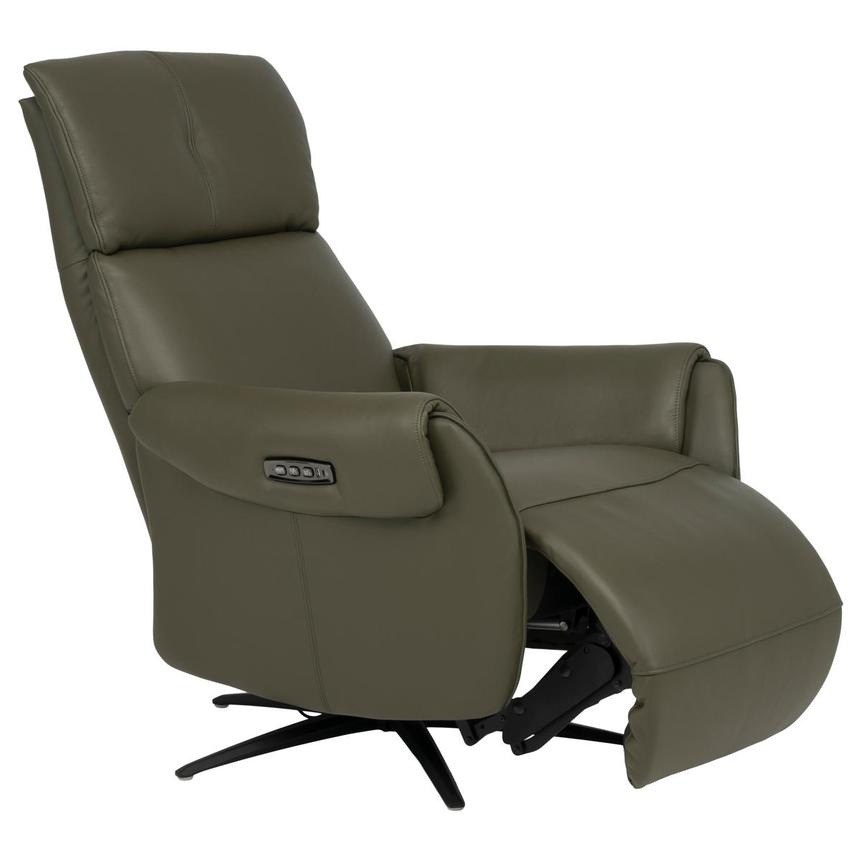 Torrence Green Leather Power Swivel Recliner w/Massage  alternate image, 8 of 17 images.