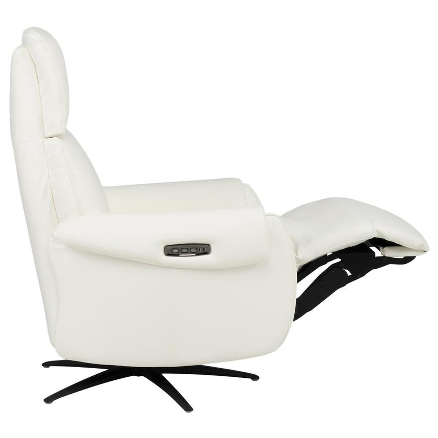 Torrence White Leather Power Swivel Recliner w/Massage  alternate image, 8 of 17 images.
