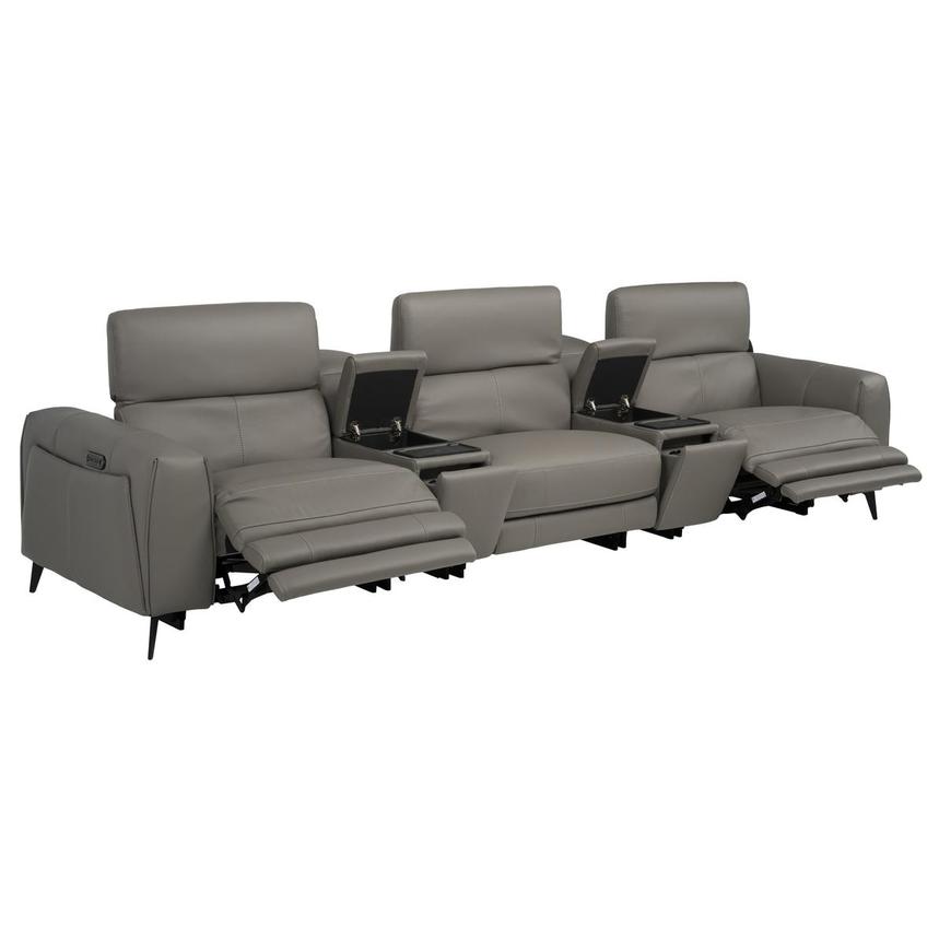 Luke 2.0 Dark Gray Home Theater Leather Seating with 5PCS/2PWR  alternate image, 3 of 12 images.