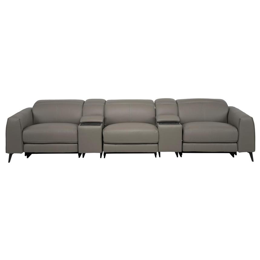 Luke 2.0 Dark Gray Home Theater Leather Seating with 5PCS/2PWR main image, 1 of 12 images.