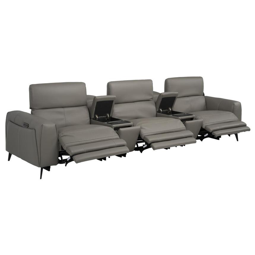 Luke 2.0 Dark Gray Home Theater Leather Seating with 5PCS/3PWR alternate image, 3 of 11 images.