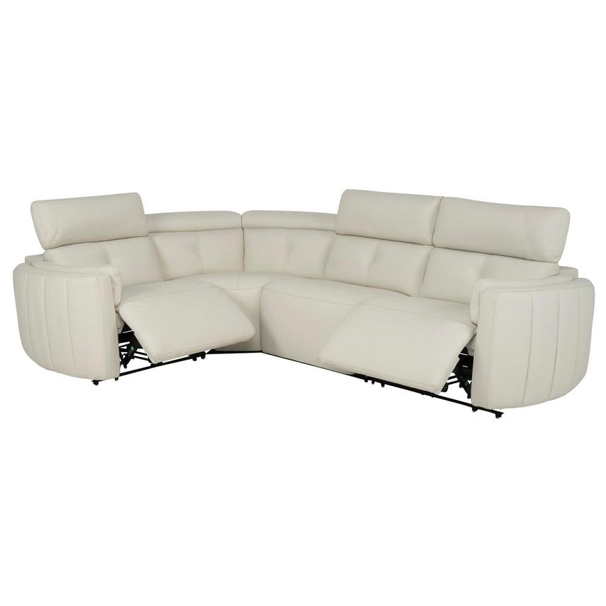Kamet Ivory Leather Power Reclining Sectional with 4PCS/2PWR  alternate image, 2 of 8 images.