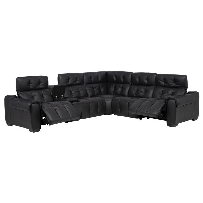 Obsidian Leather Power Reclining Sectional with 6PCS/2PWR  alternate image, 3 of 16 images.