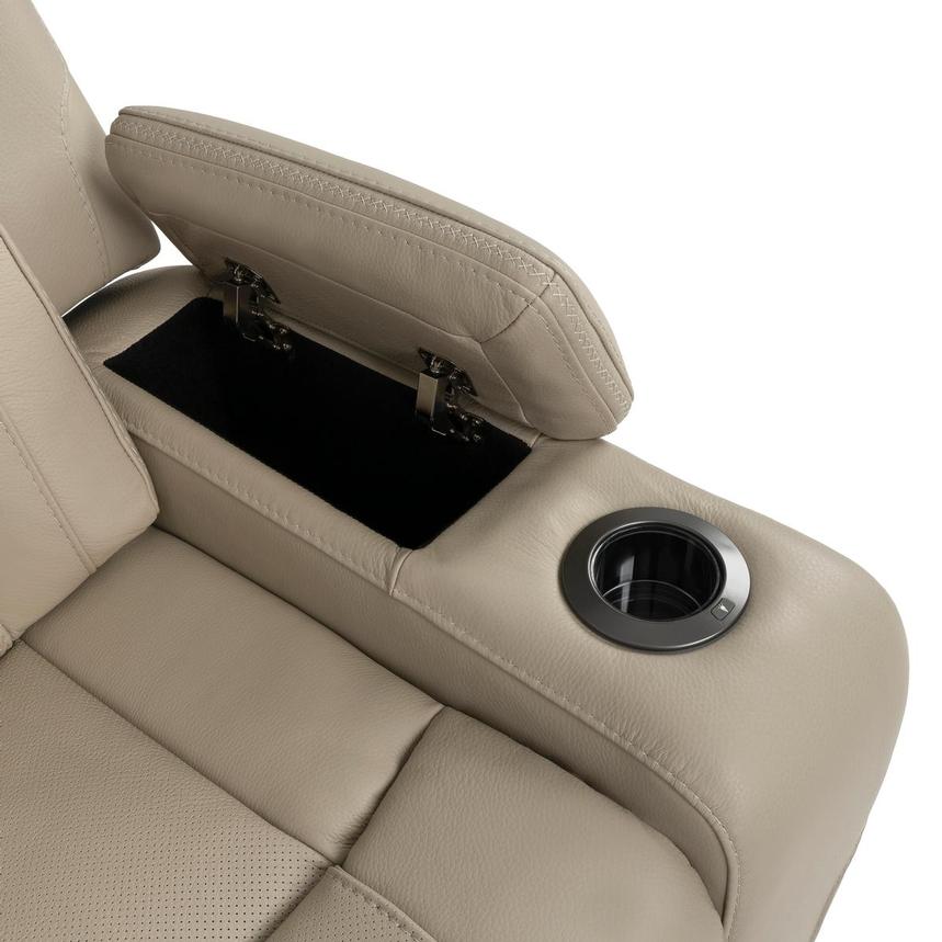 Odyssey Beige 6PCS/3PWR Leather Power Reclining Sectional w/Beverage Cooler  alternate image, 22 of 28 images.