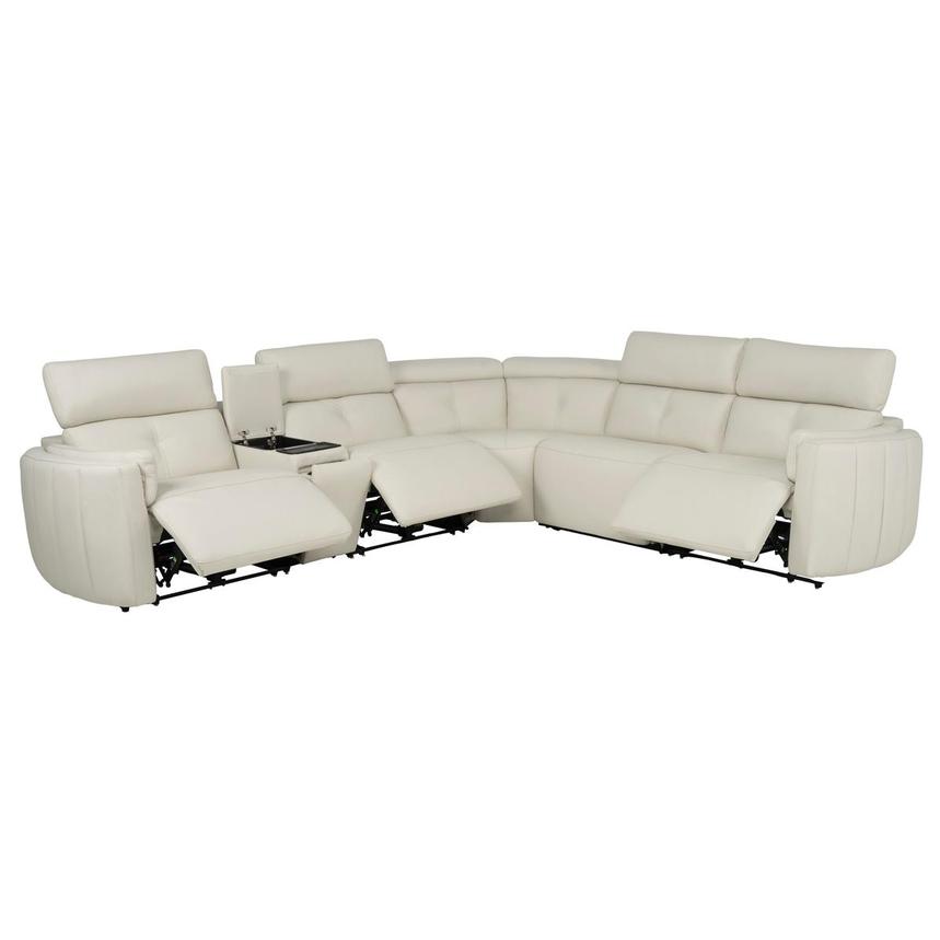 Kamet Ivory Leather Power Reclining Sectional with 6PCS/3PWR  alternate image, 2 of 8 images.