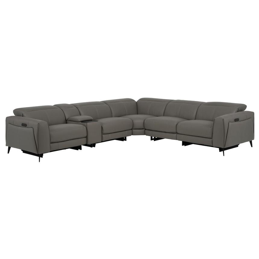 Luke 2.0 Dark Gray Leather Power Reclining Sectional with 6PCS/3PWR  main image, 1 of 14 images.