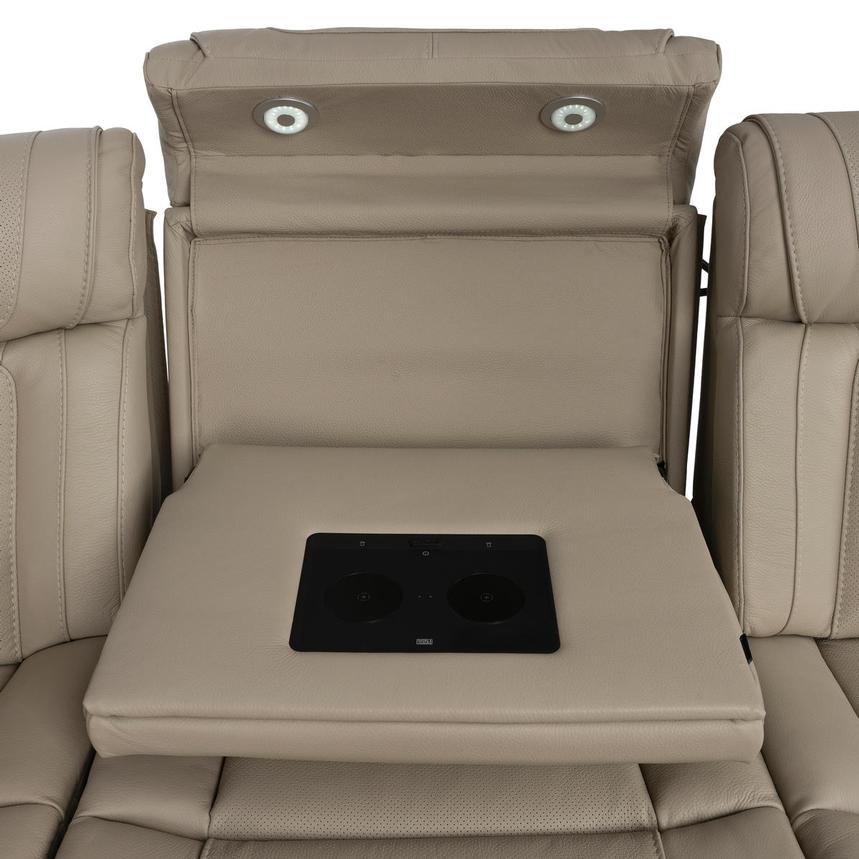 Odyssey Beige 6PCS/3PWR Leather Power Reclining Sectional w/Beverage Cooler  alternate image, 10 of 16 images.