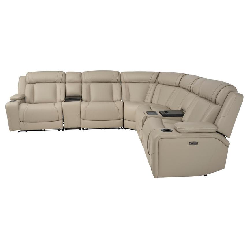 Odyssey Beige 7PCS/3PWR Leather Power Reclining Sectional w/Beverage Cooler alternate image, 3 of 15 images.