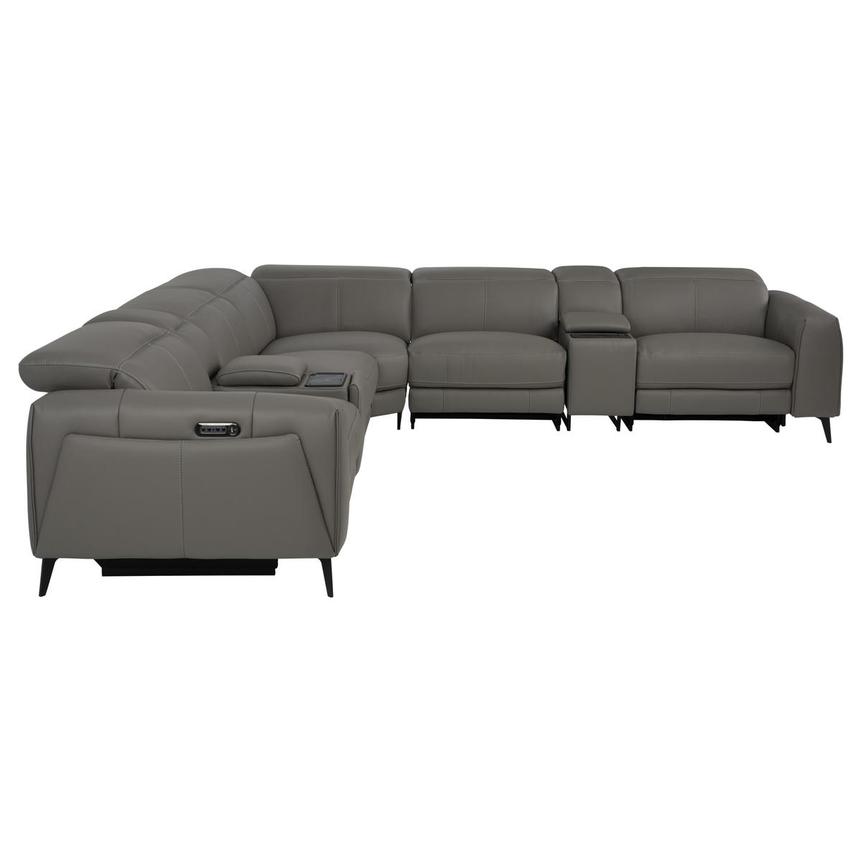 Luke 2.0 Dark Gray Leather Power Reclining Sectional with 7PCS/3PWR  alternate image, 3 of 12 images.