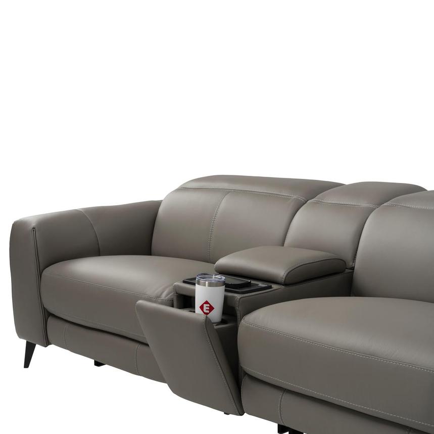 Luke 2.0 Dark Gray Leather Power Reclining Sectional with 6PCS/2PWR alternate image, 9 of 14 images.