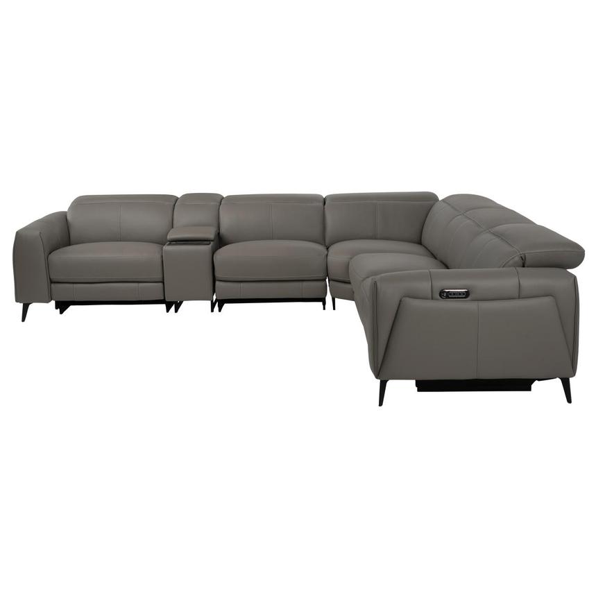 Luke 2.0 Dark Gray Leather Power Reclining Sectional with 6PCS/2PWR alternate image, 3 of 14 images.