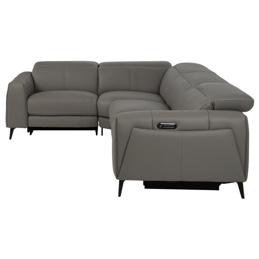Luke 2.0 Dark Gray Leather Power Reclining Sectional with 4PCS/2PWR alternate image, 3 of 9 images.