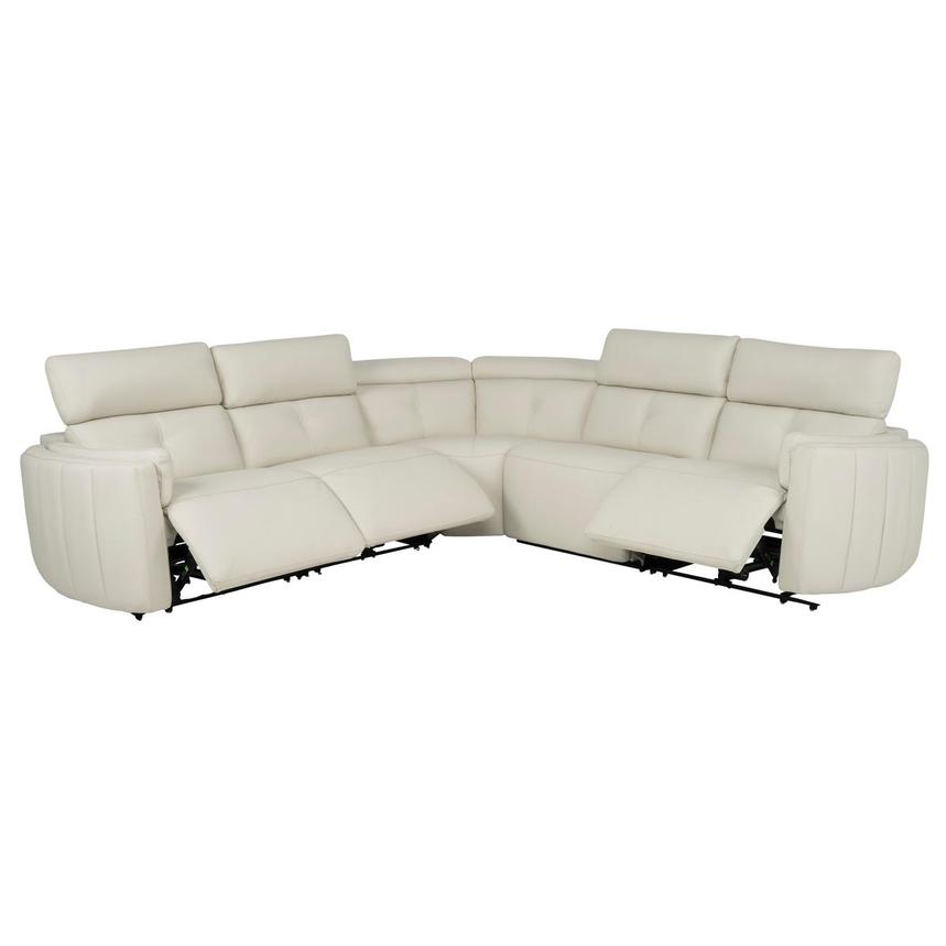 Kamet Ivory Leather Power Reclining Sectional with 5PCS/3PWR  alternate image, 2 of 8 images.