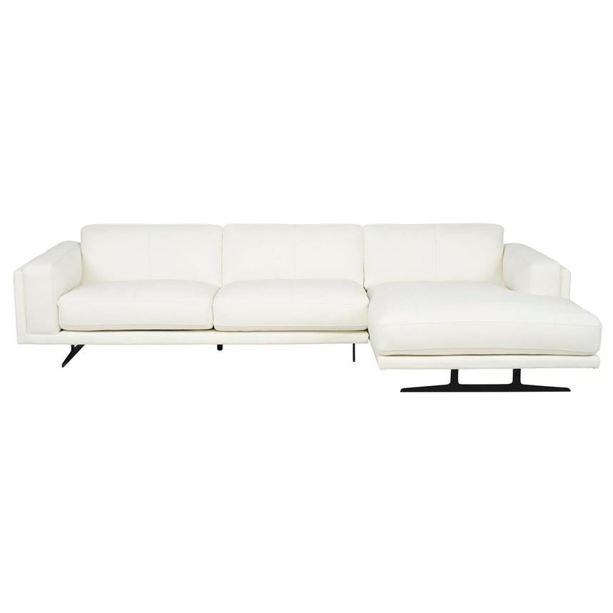 Palermo White Leather Sofa w/Right Chaise  main image, 1 of 7 images.