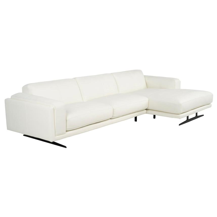 Palermo White Leather Sofa w/Right Chaise  alternate image, 3 of 8 images.