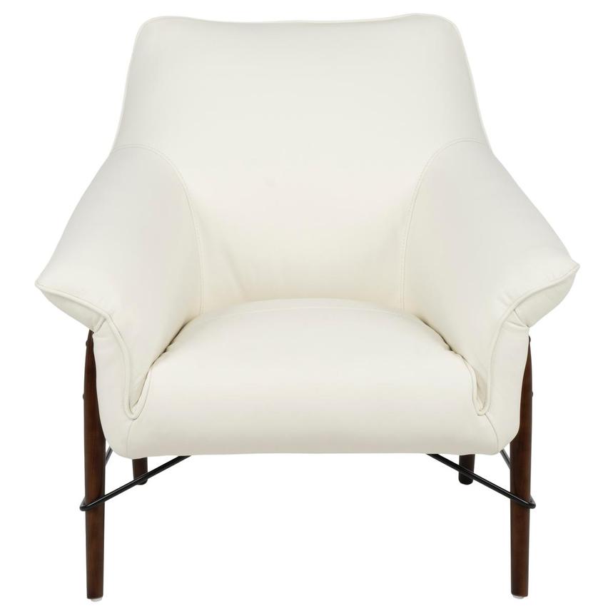Jensen White Leather Accent Chair alternate image, 4 of 12 images.