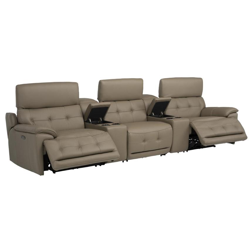 Graystone Dark Taupe Home Theater Leather Seating with 5PCS/2PWR  alternate image, 3 of 12 images.