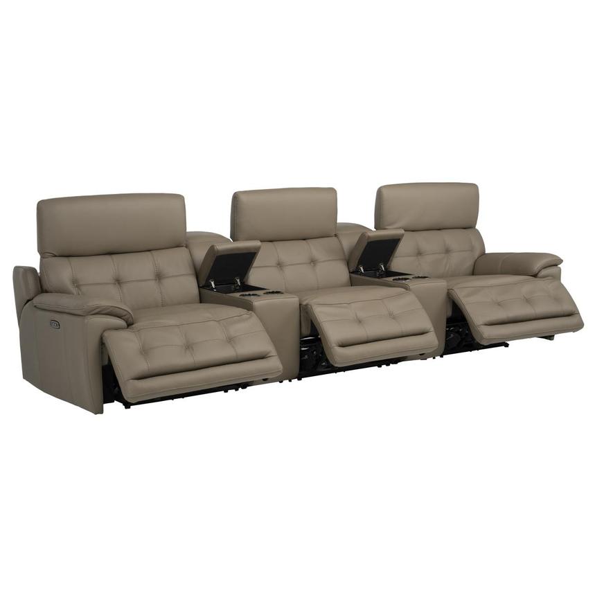 Graystone Dark Taupe Home Theater Leather Seating with 5PCS/3PWR  alternate image, 3 of 13 images.