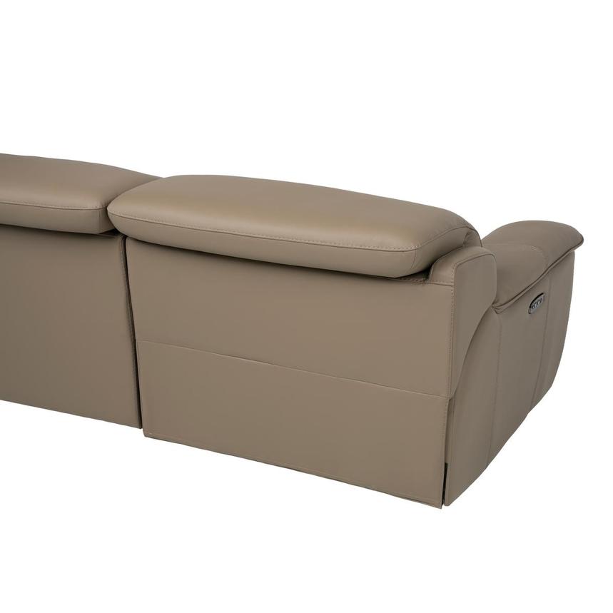 Graystone Dark Taupe Leather Power Reclining Sectional with 4PCS/2PWR  alternate image, 3 of 9 images.