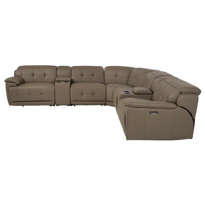 Graystone Dark Taupe Leather Power Reclining Sectional with 7PCS/3PWR  alternate image, 3 of 14 images.