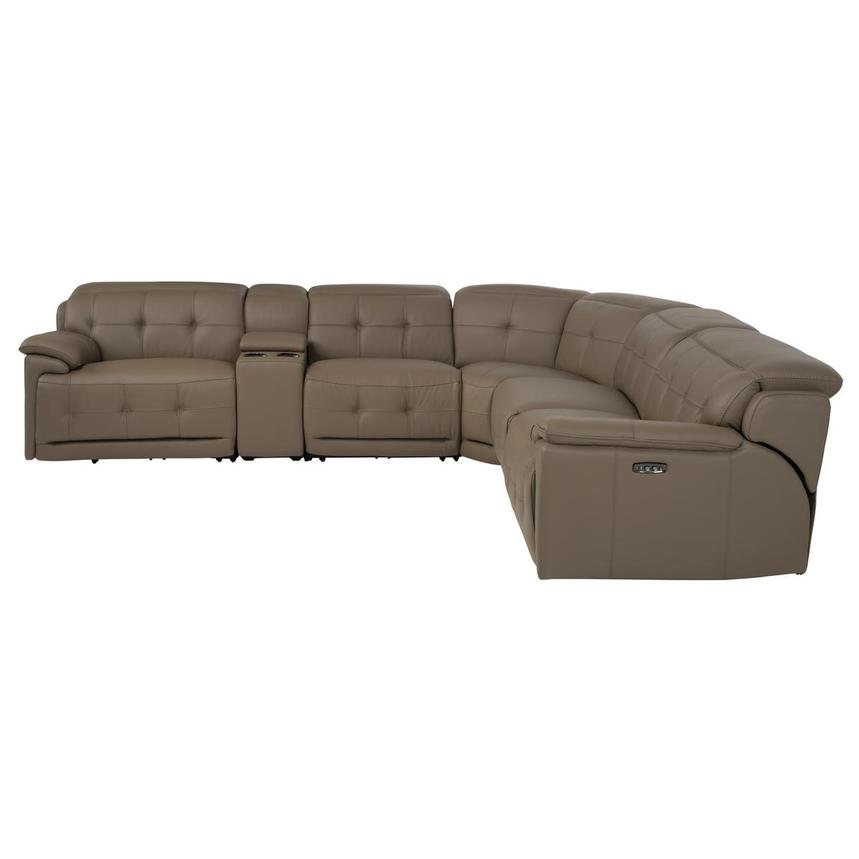 Graystone Dark Taupe Leather Power Reclining Sectional with 6PCS/2PWR  alternate image, 3 of 13 images.