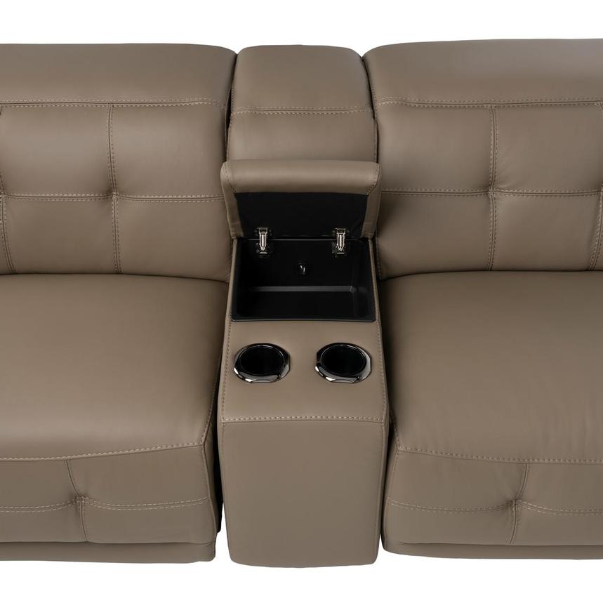 Graystone Dark Taupe Leather Power Reclining Sectional with 6PCS/3PWR  alternate image, 8 of 14 images.
