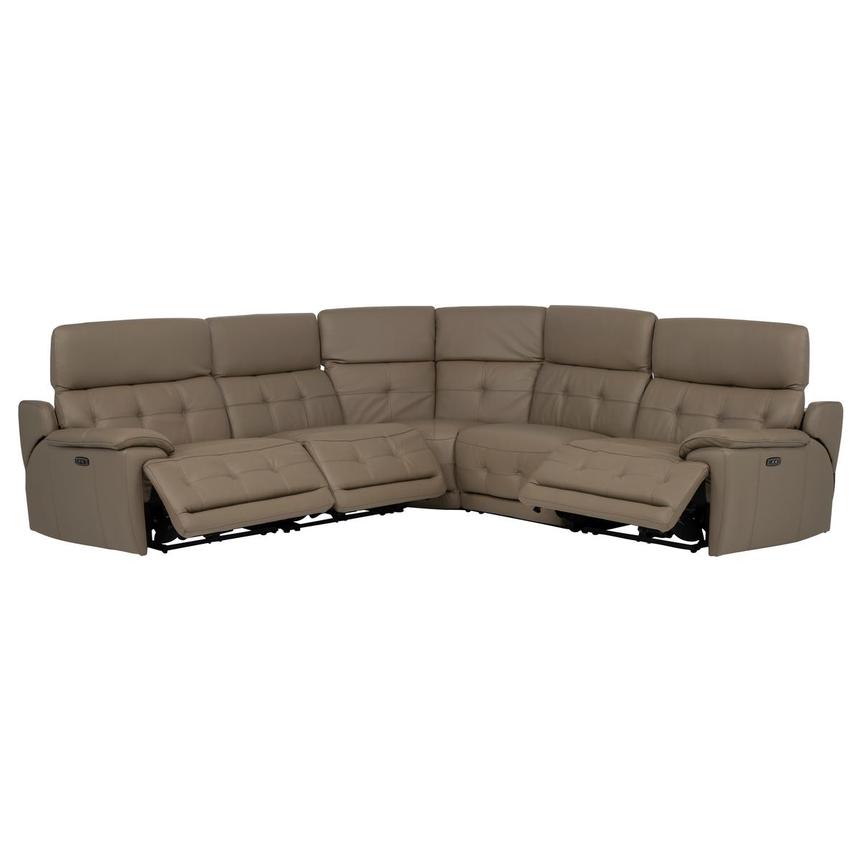 Graystone Dark Taupe Leather Power Reclining Sectional with 5PCS/3PWR  alternate image, 3 of 10 images.