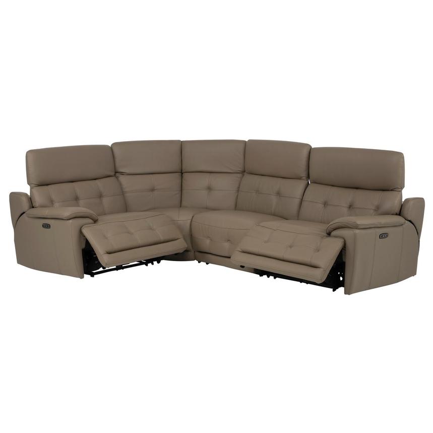 Graystone Dark Taupe Leather Power Reclining Sectional with 4PCS/2PWR alternate image, 3 of 10 images.