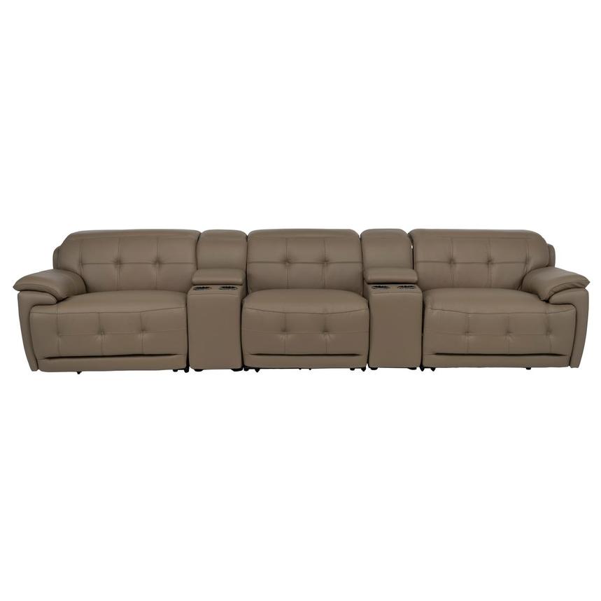 Graystone Dark Taupe Home Theater Leather Seating with 5PCS/2PWR main image, 1 of 12 images.