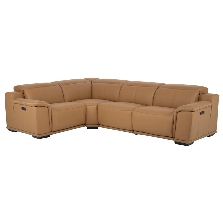 Davis 2.0 Tan Leather Power Reclining Sectional with 4PCS/2PWR main image, 1 of 11 images.