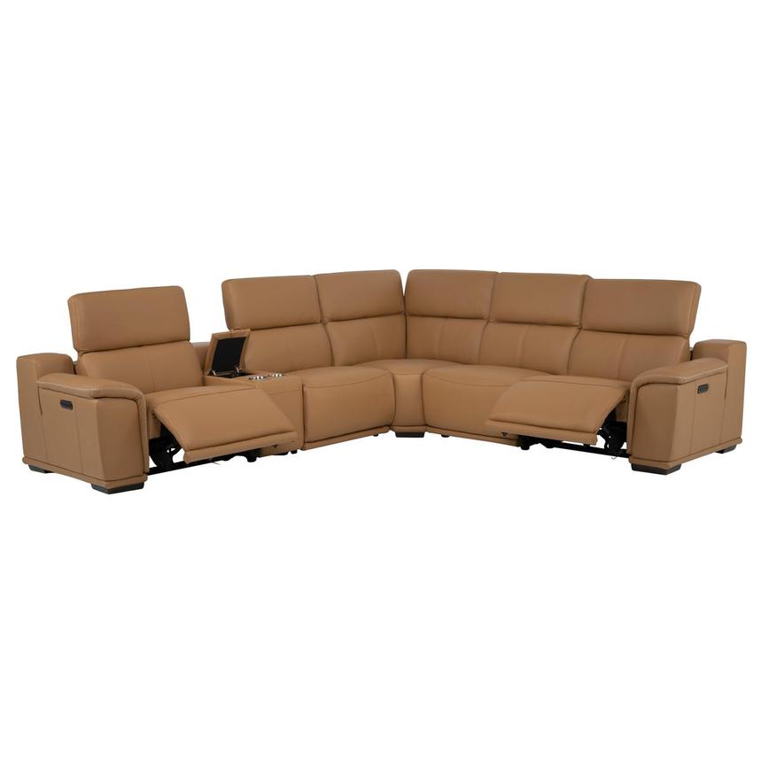Davis 2.0 Tan Leather Power Reclining Sectional with 6PCS/2PWR  alternate image, 3 of 14 images.