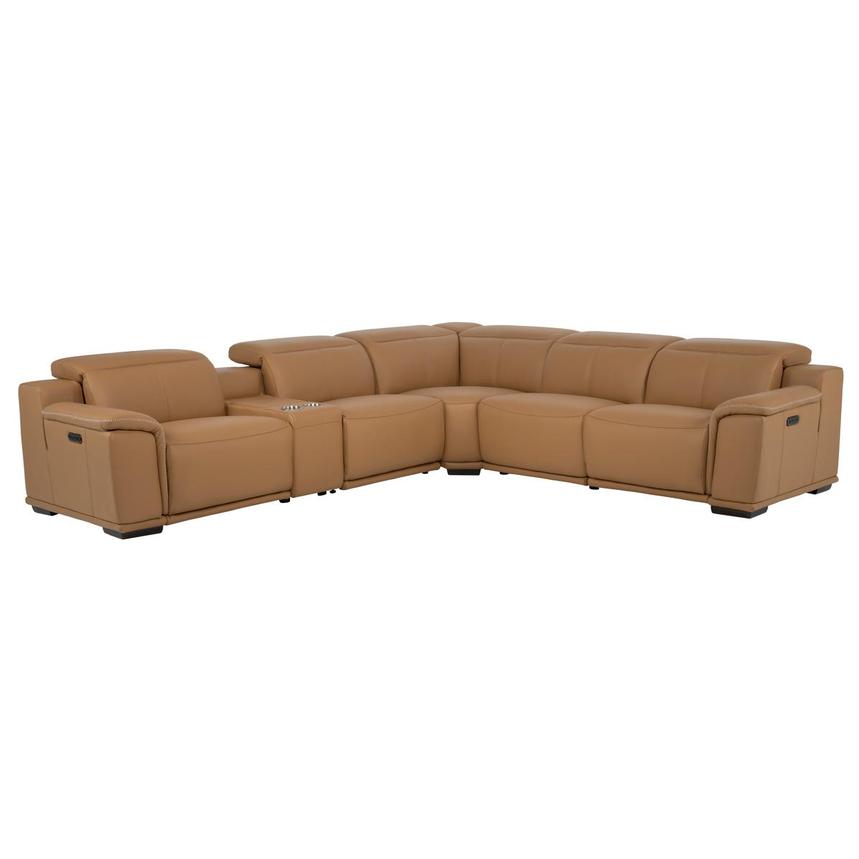 Davis 2.0 Tan Leather Power Reclining Sectional with 6PCS/3PWR main image, 1 of 14 images.