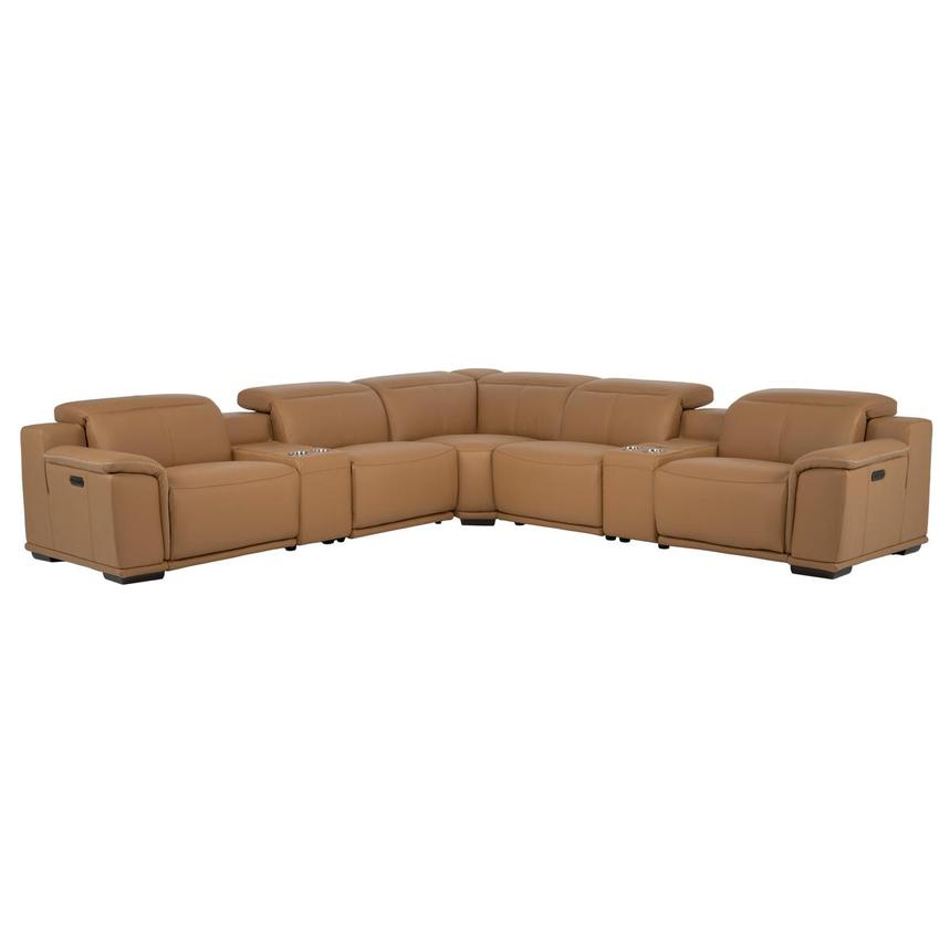Davis 2.0 Tan Leather Power Reclining Sectional with 7PCS/3PWR main image, 1 of 14 images.
