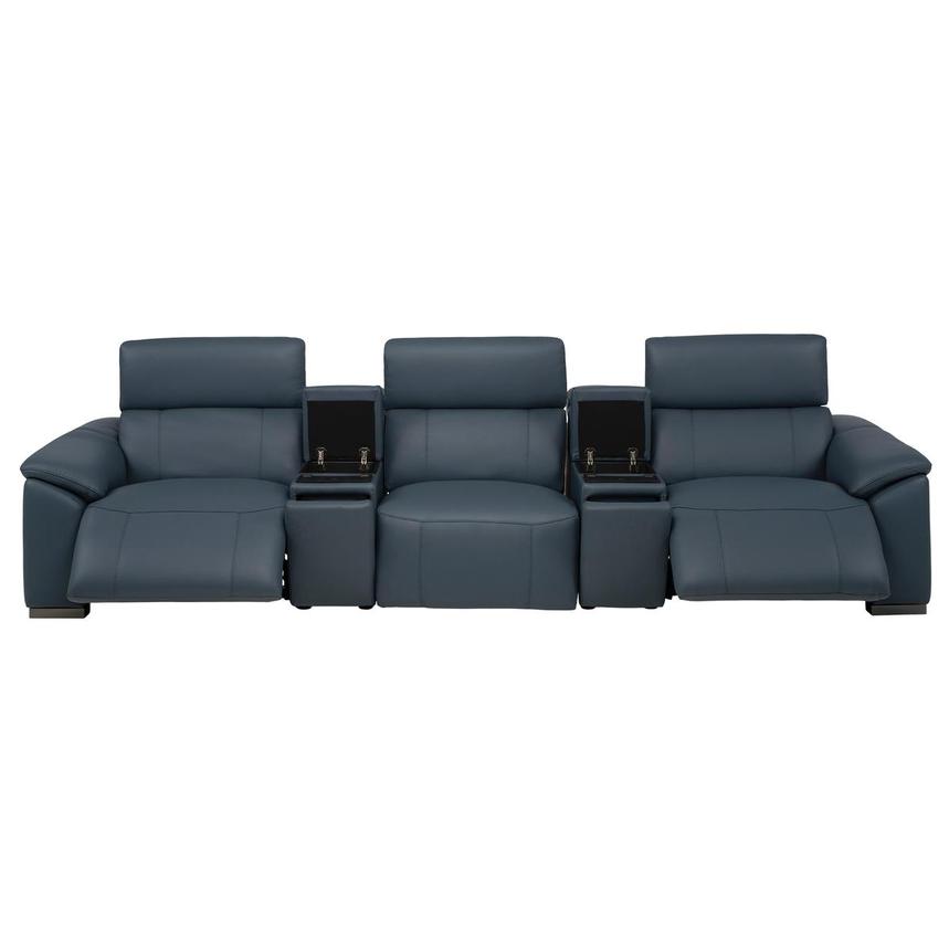 Cordova Blue Home Theater Leather Seating with 5PCS/2PWR  alternate image, 3 of 12 images.