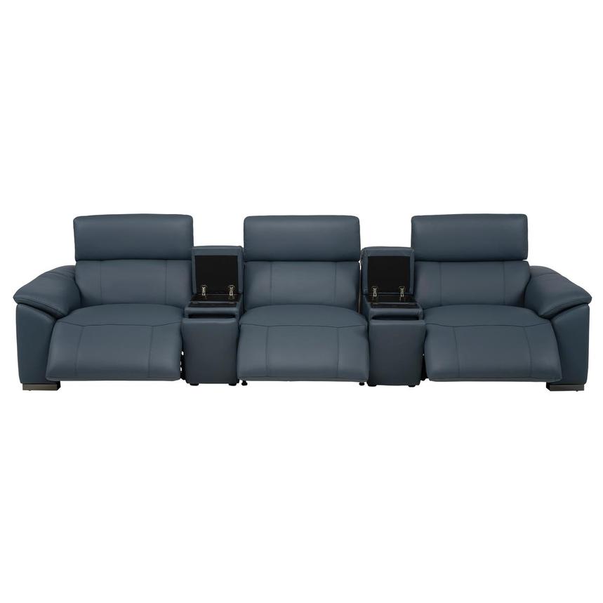 Cordova Blue Home Theater Leather Seating with 5PCS/3PWR  alternate image, 3 of 12 images.