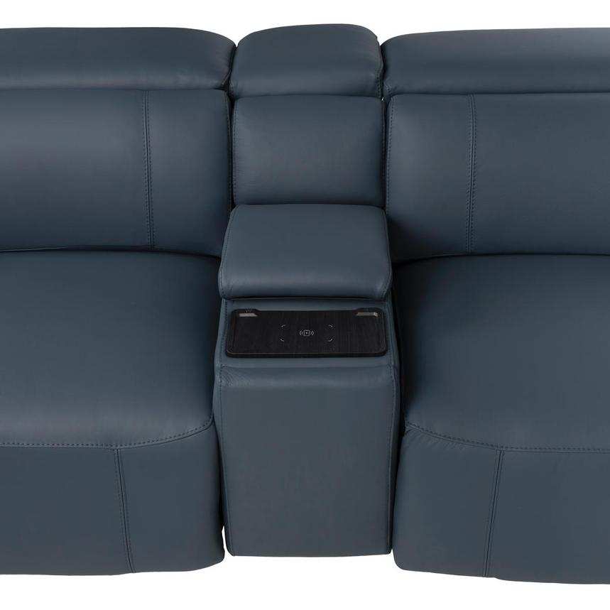 Cordova Blue Leather Power Reclining Sectional with 7PCS/3PWR  alternate image, 8 of 15 images.