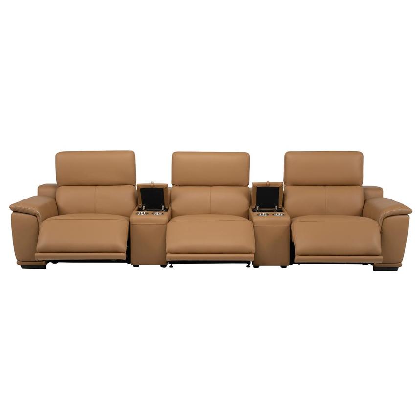 Davis 2.0 Tan Home Theater Leather Seating with 5PCS/3PWR  alternate image, 3 of 11 images.