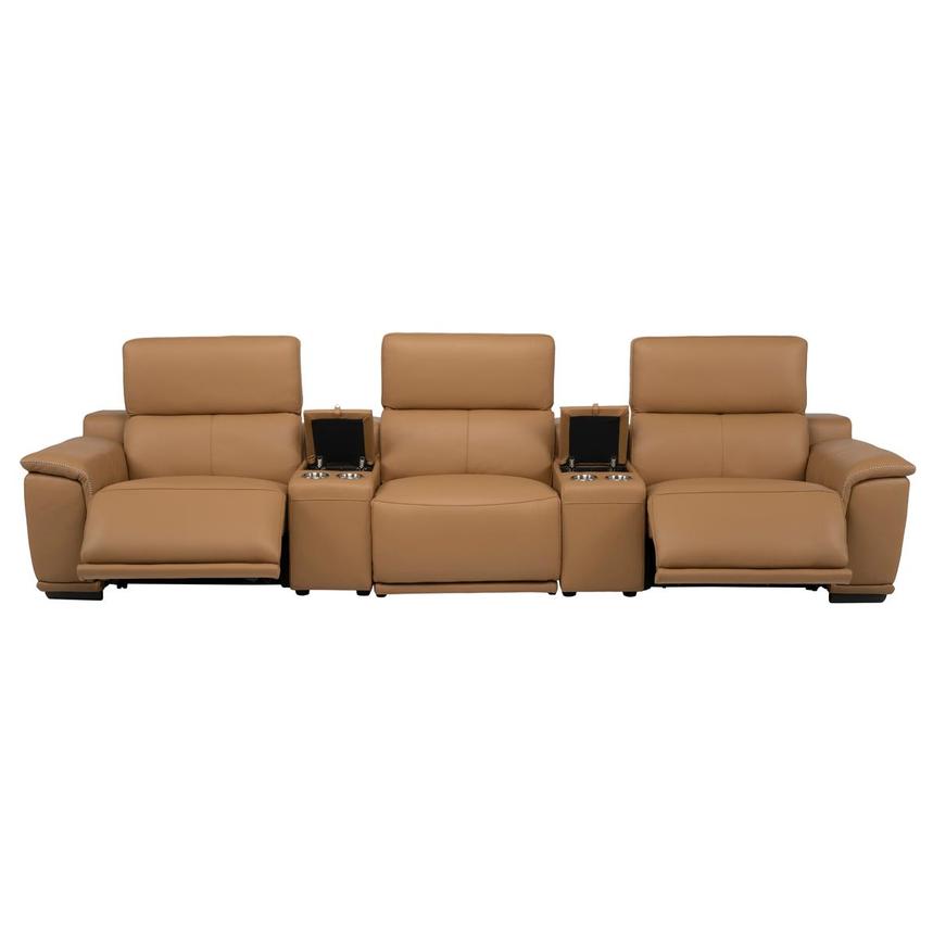 Davis 2.0 Tan Home Theater Leather Seating with 5PCS/2PWR  alternate image, 3 of 13 images.