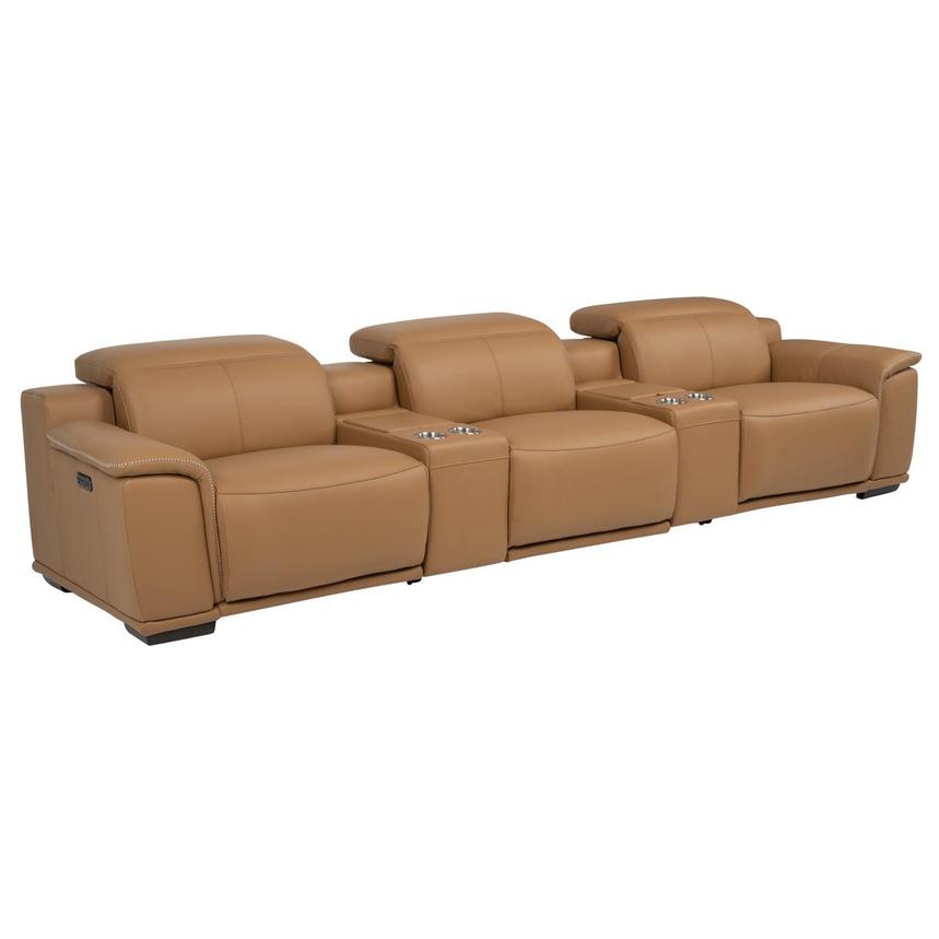 Davis 2.0 Tan Home Theater Leather Seating with 5PCS/3PWR alternate image, 4 of 11 images.