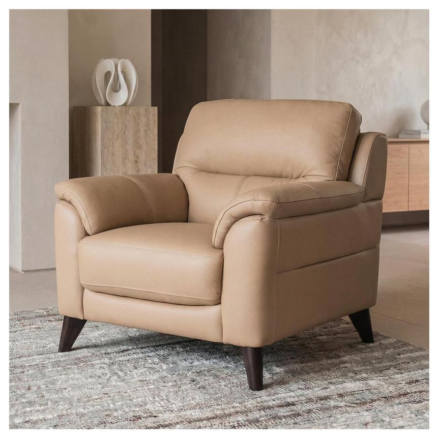 Bali Dark Cream Leather Arm Chair  alternate image, 3 of 9 images.