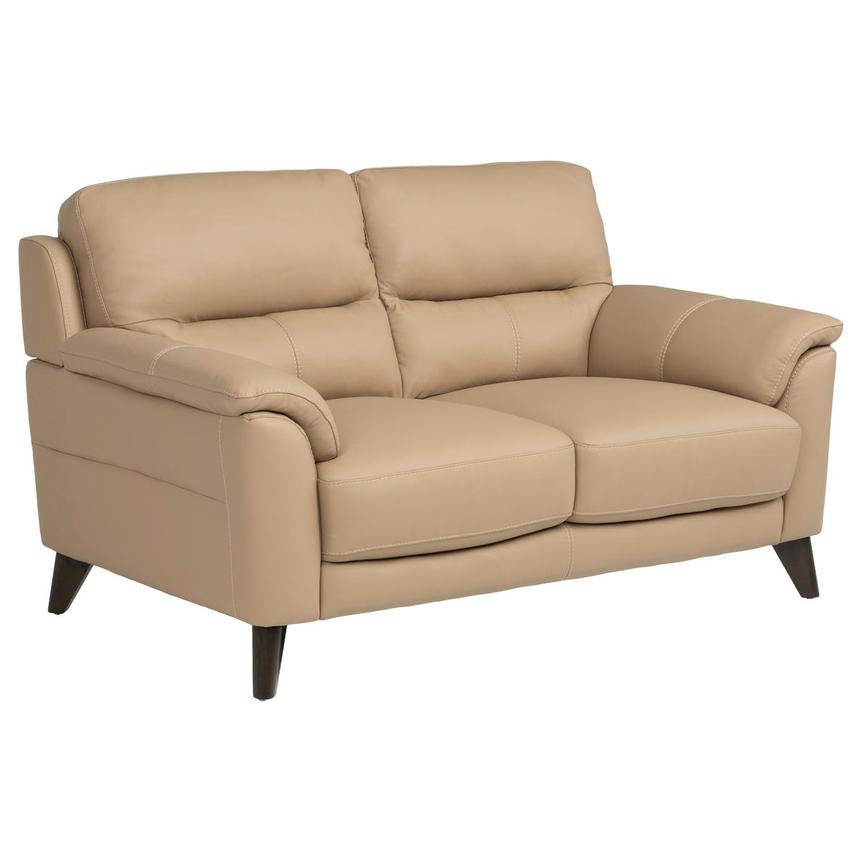 Bali Dark Cream Leather Loveseat  alternate image, 3 of 8 images.